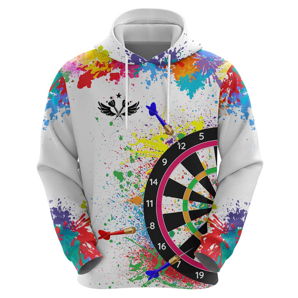 Colorful Dartboard and Splatter Paint Darts Zip Hoodie Personalized Motivational Quote - Wonder Print Shop
