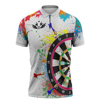 Colorful Dartboard and Splatter Paint Darts Zipper Polo Shirt Personalized Motivational Quote - Wonder Print Shop