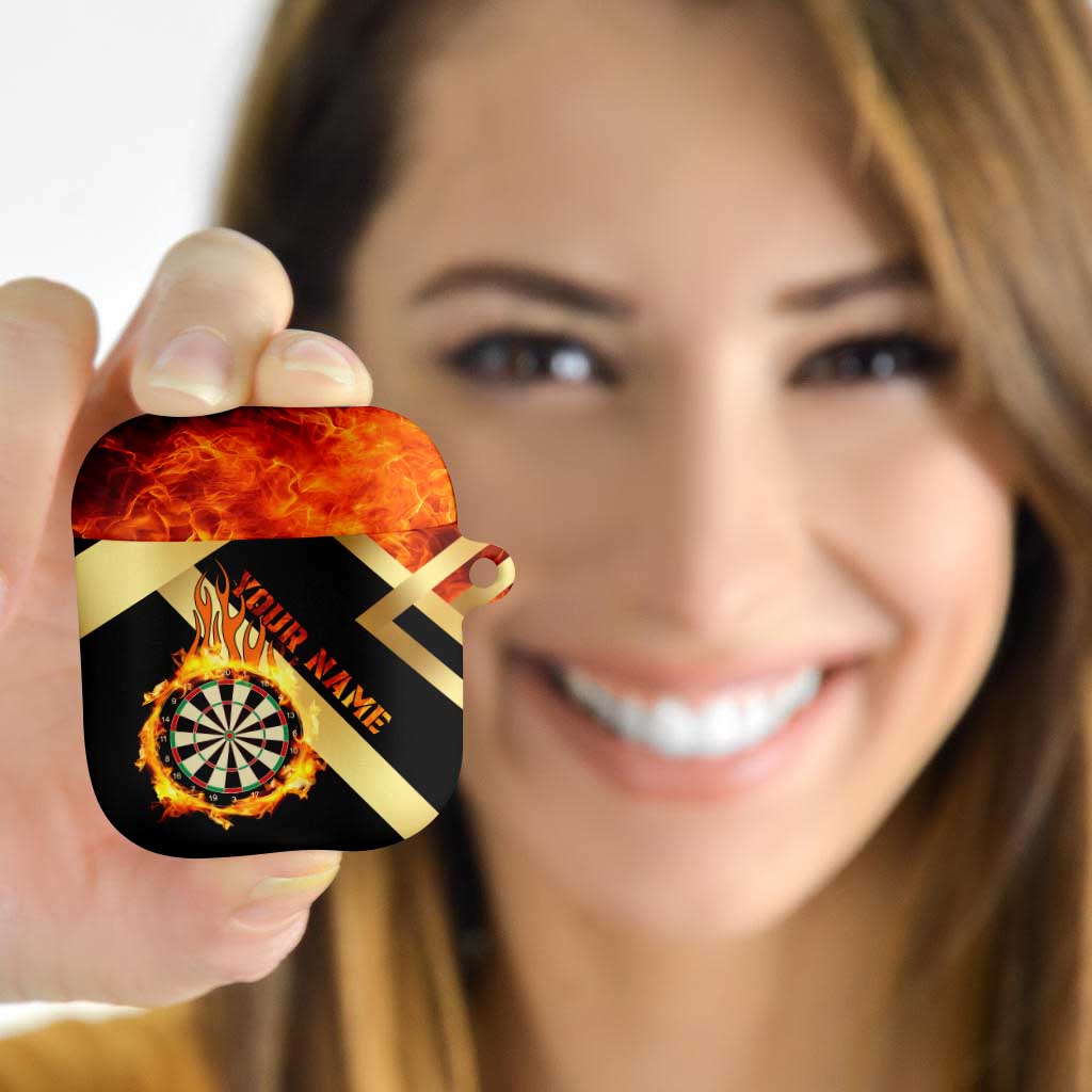 Flaming Dartboard Darts AirPods Case Personalized Bold Geometric Patterns - Wonder Print Shop