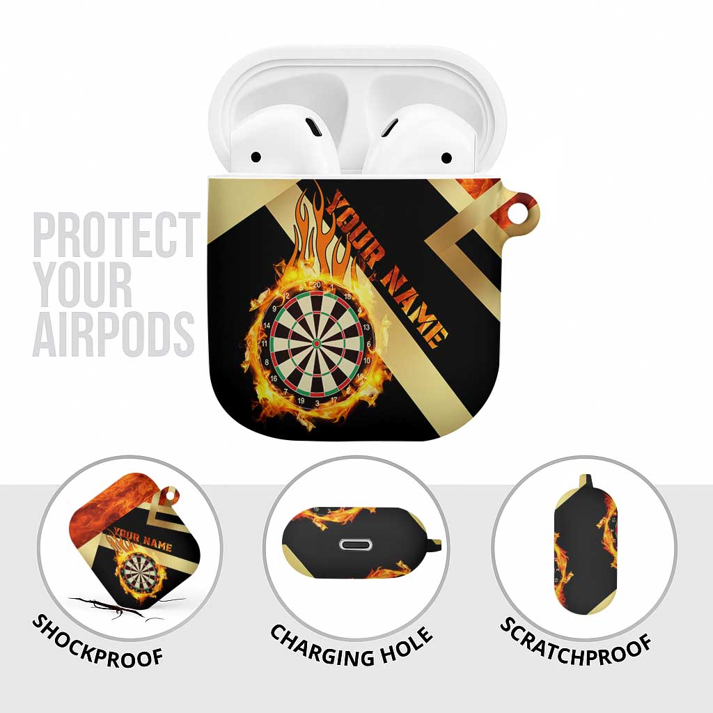 Flaming Dartboard Darts AirPods Case Personalized Bold Geometric Patterns - Wonder Print Shop