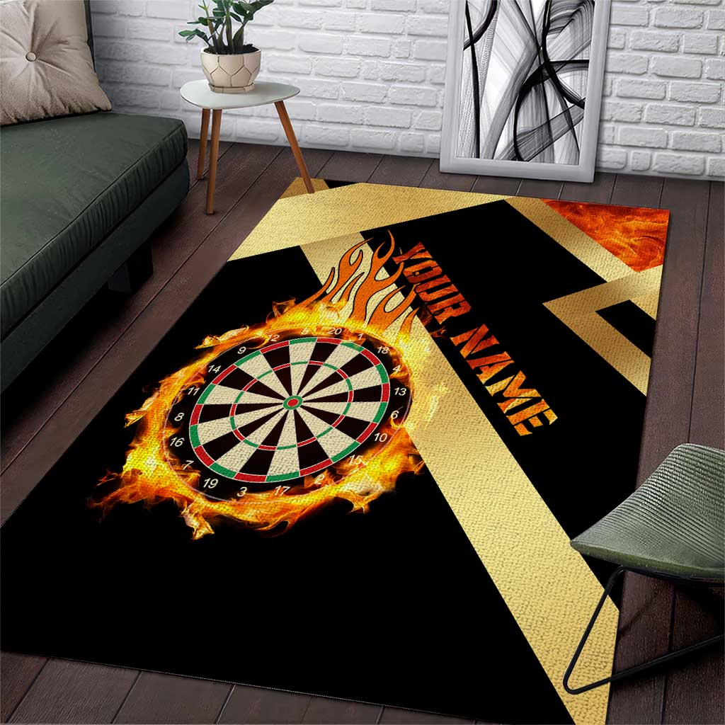 Flaming Dartboard Darts Area Rug Personalized Bold Geometric Patterns - Wonder Print Shop