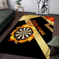 Flaming Dartboard Darts Area Rug Personalized Bold Geometric Patterns - Wonder Print Shop