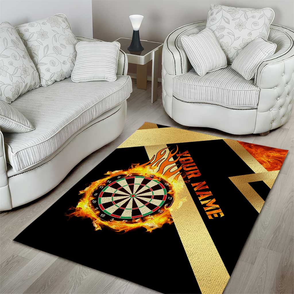 Flaming Dartboard Darts Area Rug Personalized Bold Geometric Patterns - Wonder Print Shop