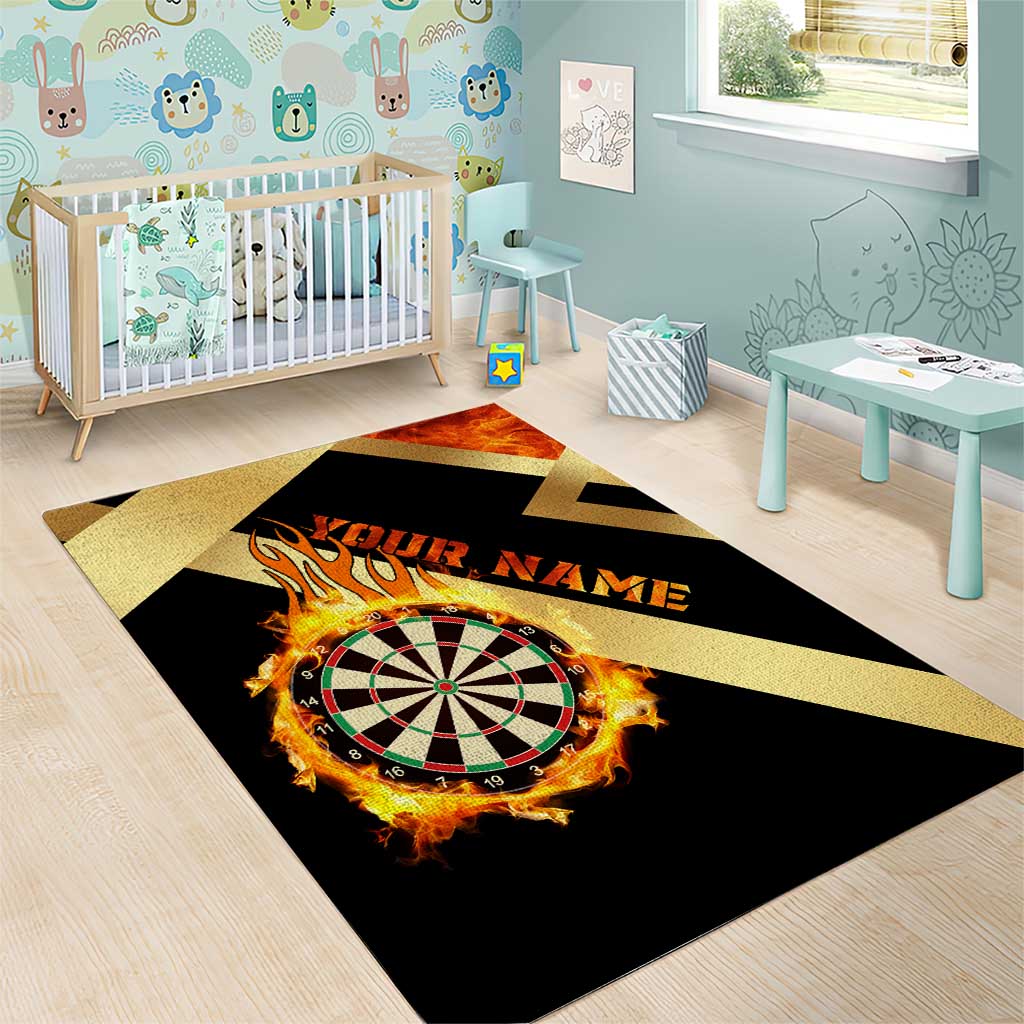 Flaming Dartboard Darts Area Rug Personalized Bold Geometric Patterns - Wonder Print Shop