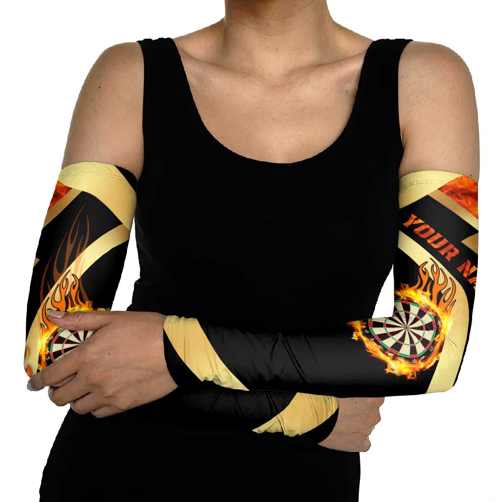 Flaming Dartboard Darts Arm Sleeves Personalized Bold Geometric Patterns - Wonder Print Shop