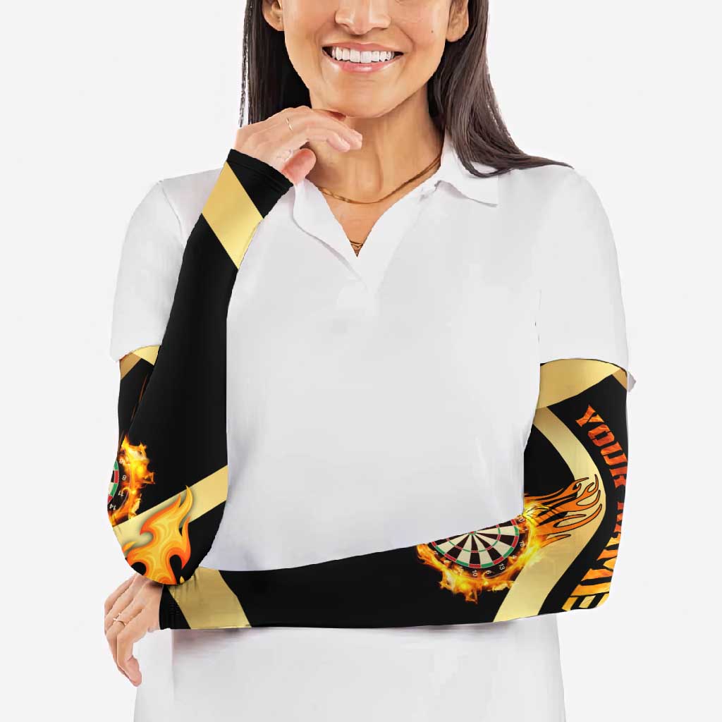 Flaming Dartboard Darts Arm Sleeves Personalized Bold Geometric Patterns - Wonder Print Shop
