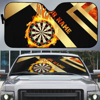Flaming Dartboard Darts Auto Sun Shade Personalized Bold Geometric Patterns - Wonder Print Shop