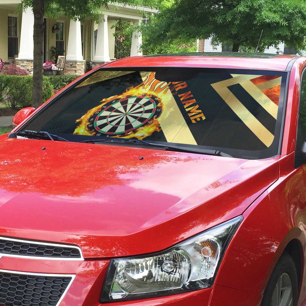 Flaming Dartboard Darts Auto Sun Shade Personalized Bold Geometric Patterns - Wonder Print Shop