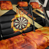 Flaming Dartboard Darts Back Car Seat Cover Personalized Bold Geometric Patterns - Wonder Print Shop