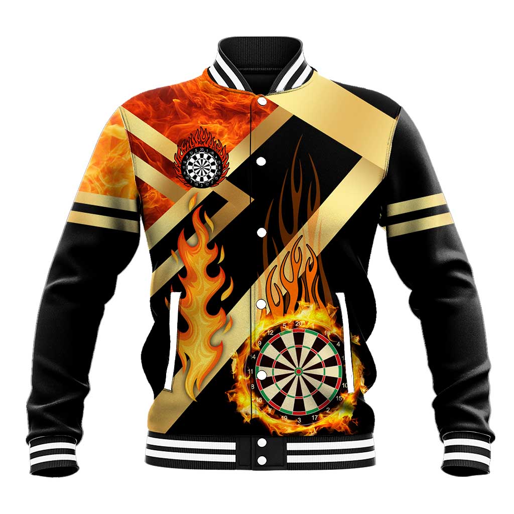 Flaming Dartboard Darts Baseball Jacket Personalized Bold Geometric Patterns - Wonder Print Shop