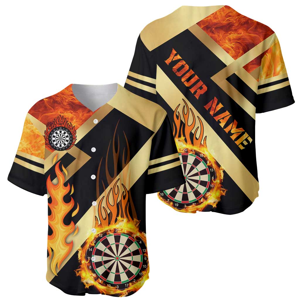 Flaming Dartboard Darts Baseball Jersey Personalized Bold Geometric Patterns - Wonder Print Shop