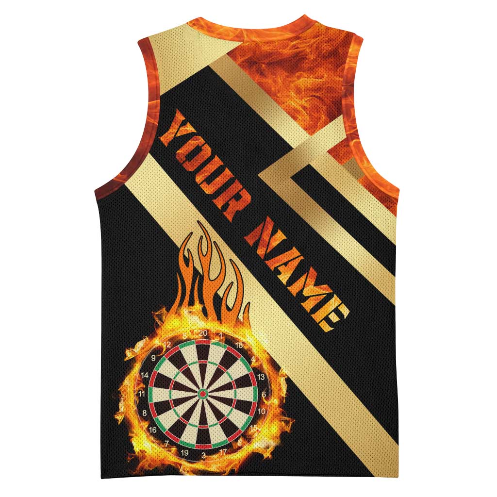 Flaming Dartboard Darts Basketball Jersey Personalized Bold Geometric Patterns - Wonder Print Shop