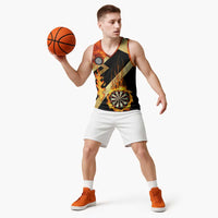 Flaming Dartboard Darts Basketball Jersey Personalized Bold Geometric Patterns - Wonder Print Shop