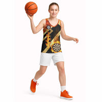 Flaming Dartboard Darts Basketball Jersey Personalized Bold Geometric Patterns - Wonder Print Shop