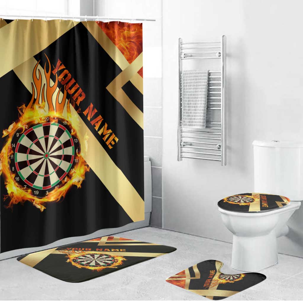 Flaming Dartboard Darts Bathroom Set Personalized Bold Geometric Patterns - Wonder Print Shop