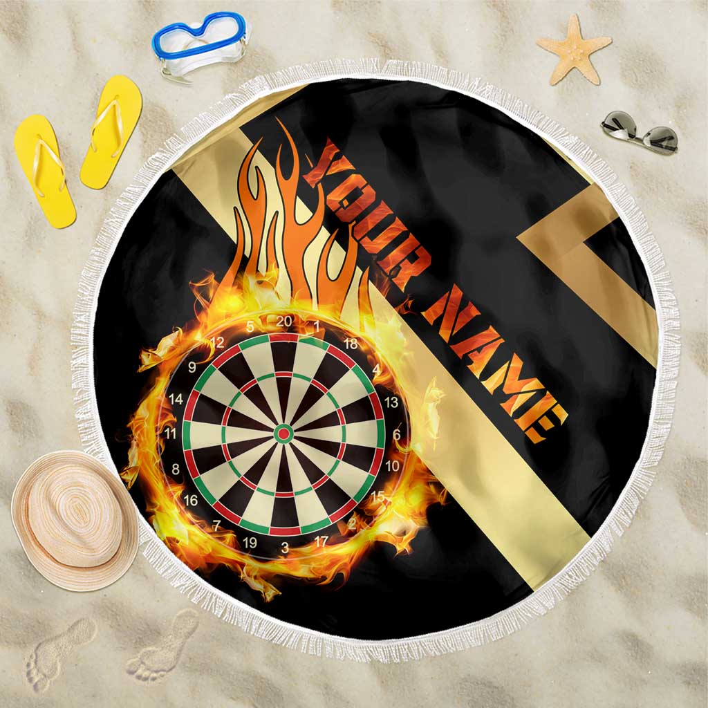 Flaming Dartboard Darts Beach Blanket Personalized Bold Geometric Patterns - Wonder Print Shop