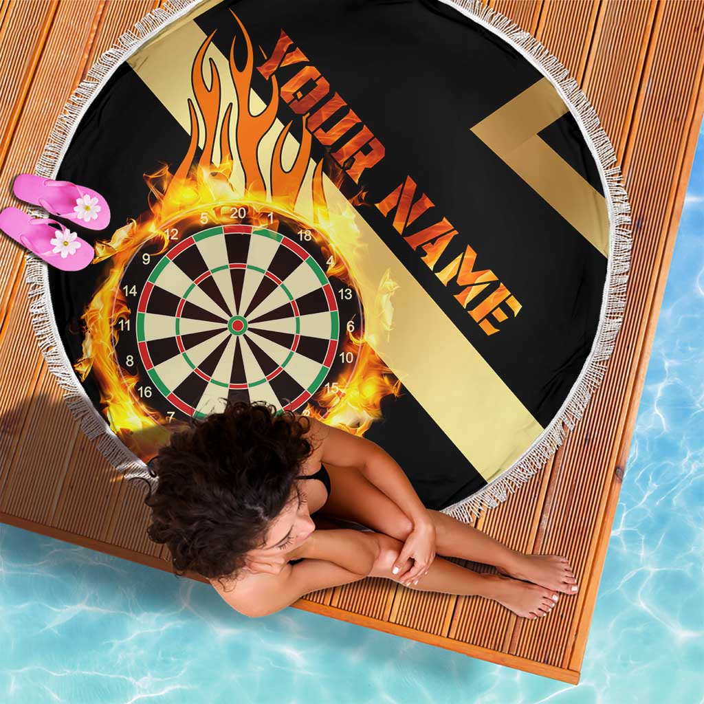 Flaming Dartboard Darts Beach Blanket Personalized Bold Geometric Patterns - Wonder Print Shop