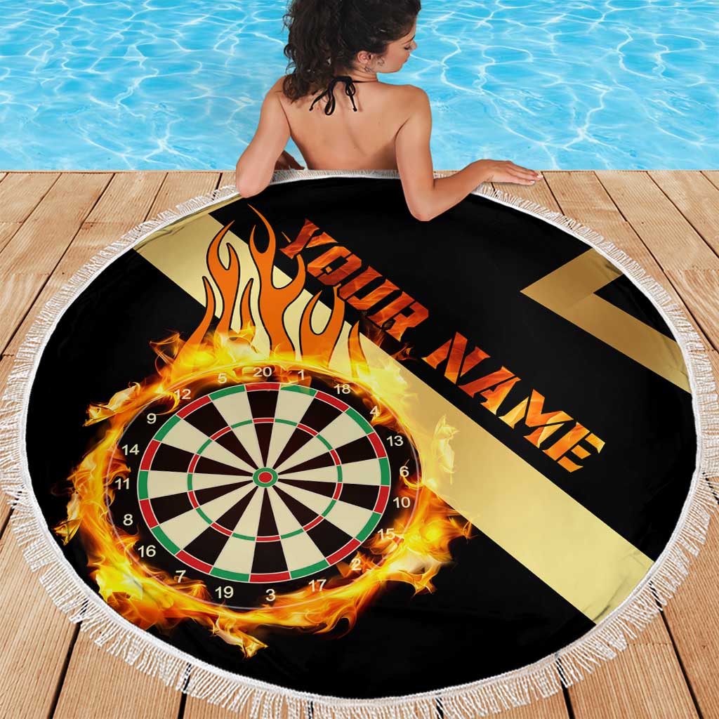 Flaming Dartboard Darts Beach Blanket Personalized Bold Geometric Patterns - Wonder Print Shop