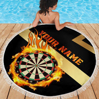 Flaming Dartboard Darts Beach Blanket Personalized Bold Geometric Patterns - Wonder Print Shop