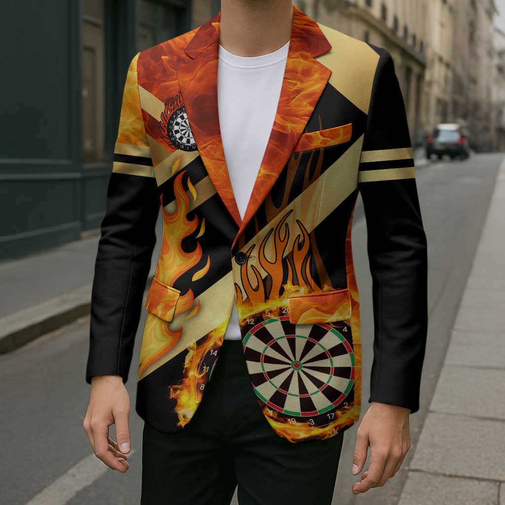 Flaming Dartboard Darts Blazer Personalized Bold Geometric Patterns - Wonder Print Shop
