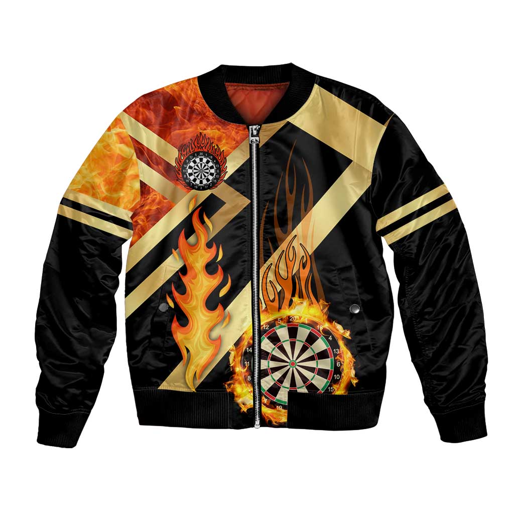 Flaming Dartboard Darts Bomber Jacket Personalized Bold Geometric Patterns - Wonder Print Shop
