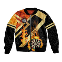 Flaming Dartboard Darts Bomber Jacket Personalized Bold Geometric Patterns - Wonder Print Shop