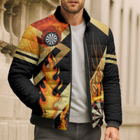 Flaming Dartboard Darts Bomber Puffer Jacket Personalized Bold Geometric Patterns - Wonder Print Shop