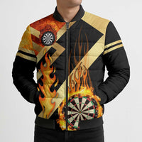 Flaming Dartboard Darts Bomber Puffer Jacket Personalized Bold Geometric Patterns - Wonder Print Shop