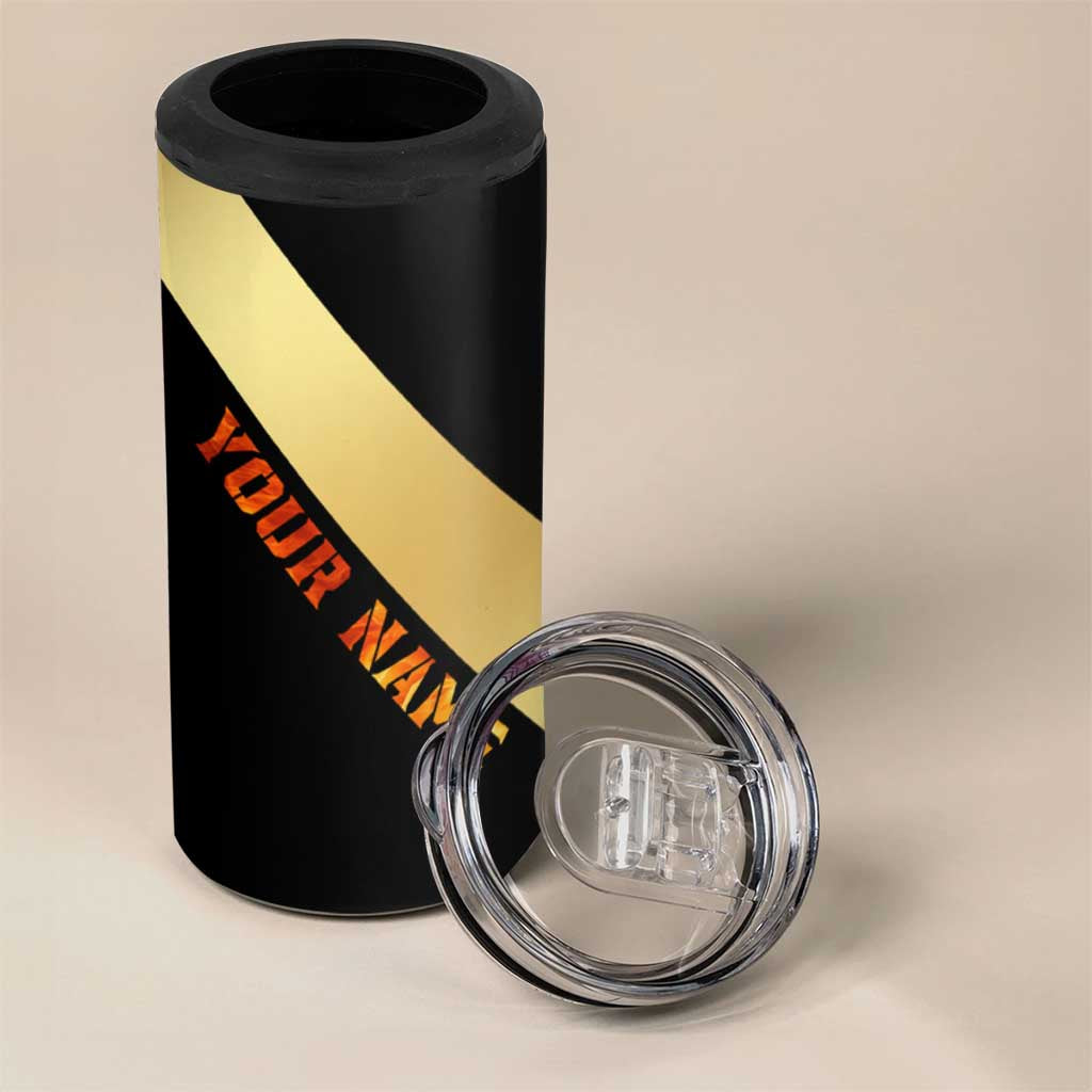 Flaming Dartboard Darts 4 in 1 Can Cooler Tumbler Personalized Bold Geometric Patterns - Wonder Print Shop