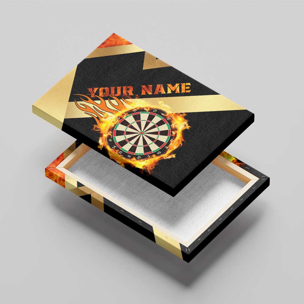 Flaming Dartboard Darts Canvas Wall Art Personalized Bold Geometric Patterns - Wonder Print Shop