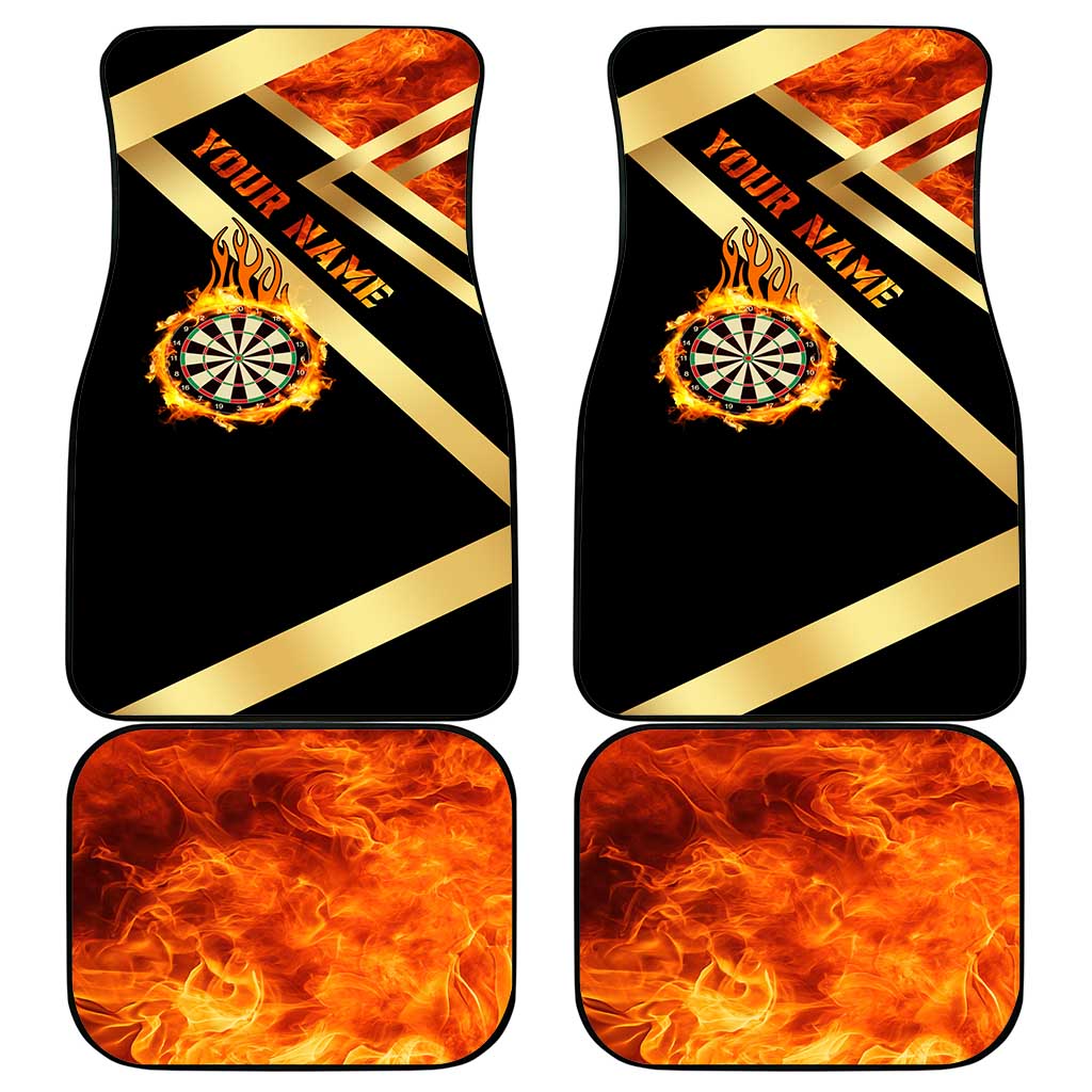 Flaming Dartboard Darts Car Mats Personalized Bold Geometric Patterns - Wonder Print Shop