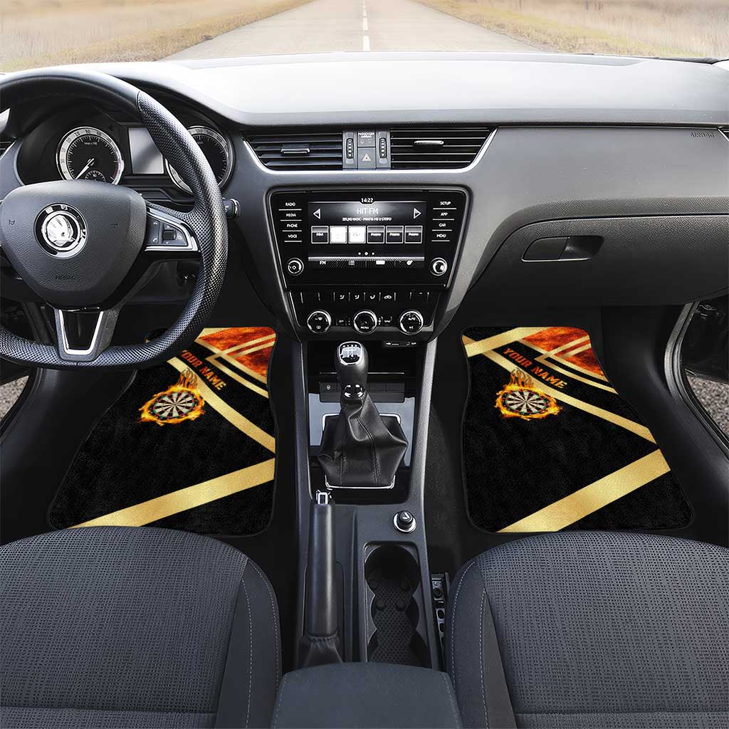 Flaming Dartboard Darts Car Mats Personalized Bold Geometric Patterns - Wonder Print Shop