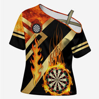 Flaming Dartboard Darts Cross Shoulder Shirt Personalized Bold Geometric Patterns - Wonder Print Shop