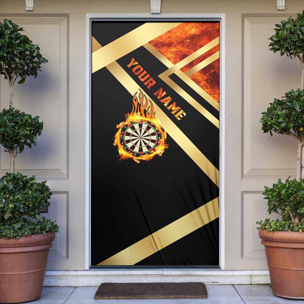 Flaming Dartboard Darts Door Cover Personalized Bold Geometric Patterns - Wonder Print Shop
