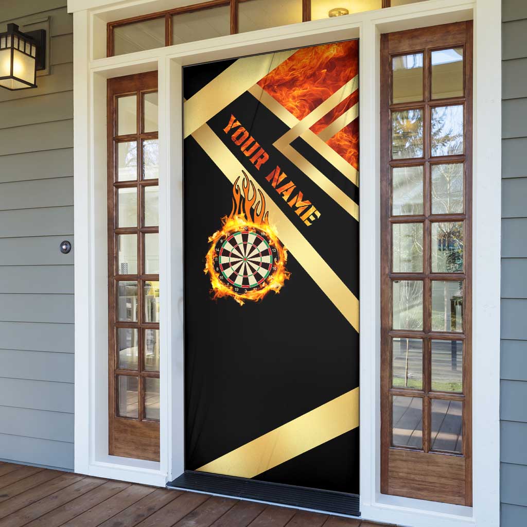 Flaming Dartboard Darts Door Cover Personalized Bold Geometric Patterns - Wonder Print Shop