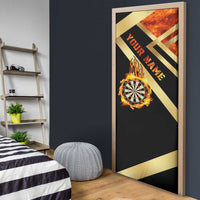 Flaming Dartboard Darts Door Cover Personalized Bold Geometric Patterns - Wonder Print Shop