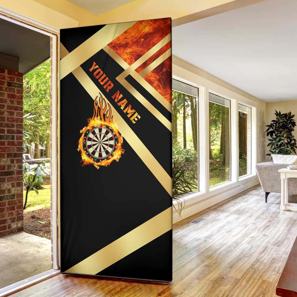 Flaming Dartboard Darts Door Cover Personalized Bold Geometric Patterns - Wonder Print Shop