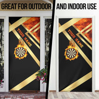 Flaming Dartboard Darts Door Cover Personalized Bold Geometric Patterns - Wonder Print Shop