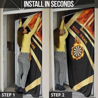 Flaming Dartboard Darts Door Cover Personalized Bold Geometric Patterns - Wonder Print Shop