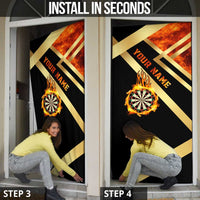 Flaming Dartboard Darts Door Cover Personalized Bold Geometric Patterns - Wonder Print Shop