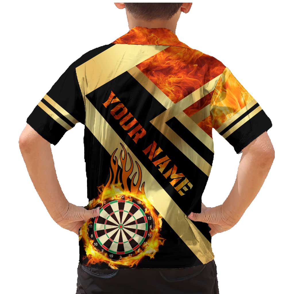 Flaming Dartboard Darts Family Matching Mermaid Dress and Hawaiian Shirt Personalized Bold Geometric Patterns - Wonder Print Shop