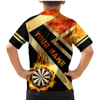 Flaming Dartboard Darts Family Matching Mermaid Dress and Hawaiian Shirt Personalized Bold Geometric Patterns - Wonder Print Shop