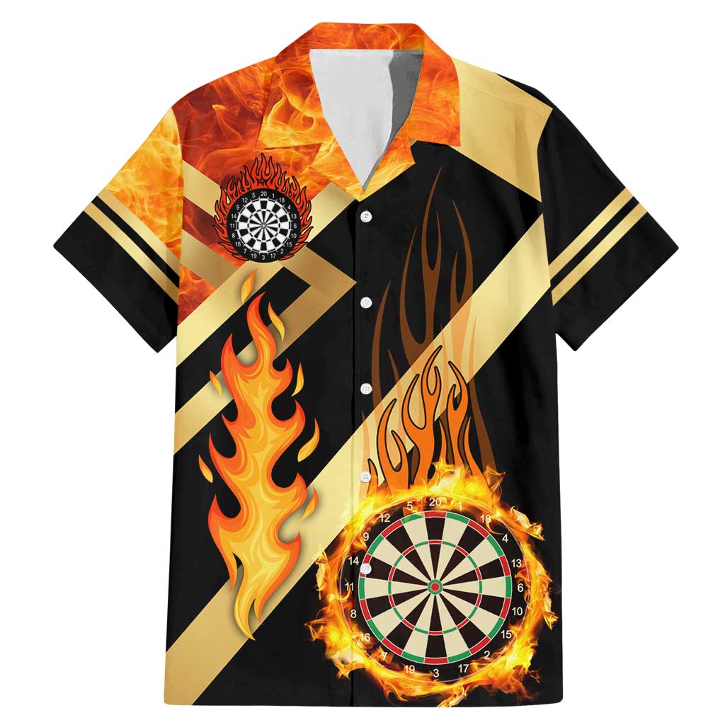 Flaming Dartboard Darts Family Matching Mermaid Dress and Hawaiian Shirt Personalized Bold Geometric Patterns - Wonder Print Shop