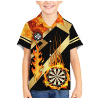 Flaming Dartboard Darts Family Matching Mermaid Dress and Hawaiian Shirt Personalized Bold Geometric Patterns - Wonder Print Shop