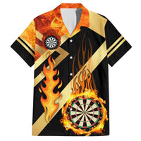Flaming Dartboard Darts Family Matching Off The Shoulder Long Sleeve Dress and Hawaiian Shirt Personalized Bold Geometric Patterns - Wonder Print Shop