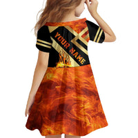 Flaming Dartboard Darts Family Matching Off Shoulder Maxi Dress and Hawaiian Shirt Personalized Bold Geometric Patterns - Wonder Print Shop