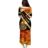 Flaming Dartboard Darts Family Matching Puletasi and Hawaiian Shirt Personalized Bold Geometric Patterns - Wonder Print Shop