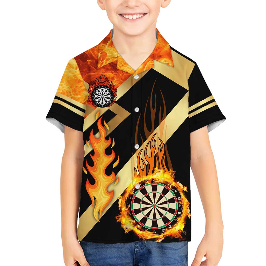 Flaming Dartboard Darts Family Matching Puletasi and Hawaiian Shirt Personalized Bold Geometric Patterns - Wonder Print Shop