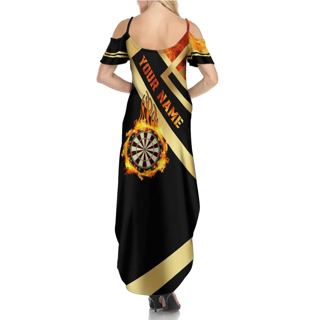 Flaming Dartboard Darts Family Matching Summer Maxi Dress and Hawaiian Shirt Personalized Bold Geometric Patterns - Wonder Print Shop