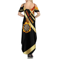 Flaming Dartboard Darts Family Matching Summer Maxi Dress and Hawaiian Shirt Personalized Bold Geometric Patterns - Wonder Print Shop